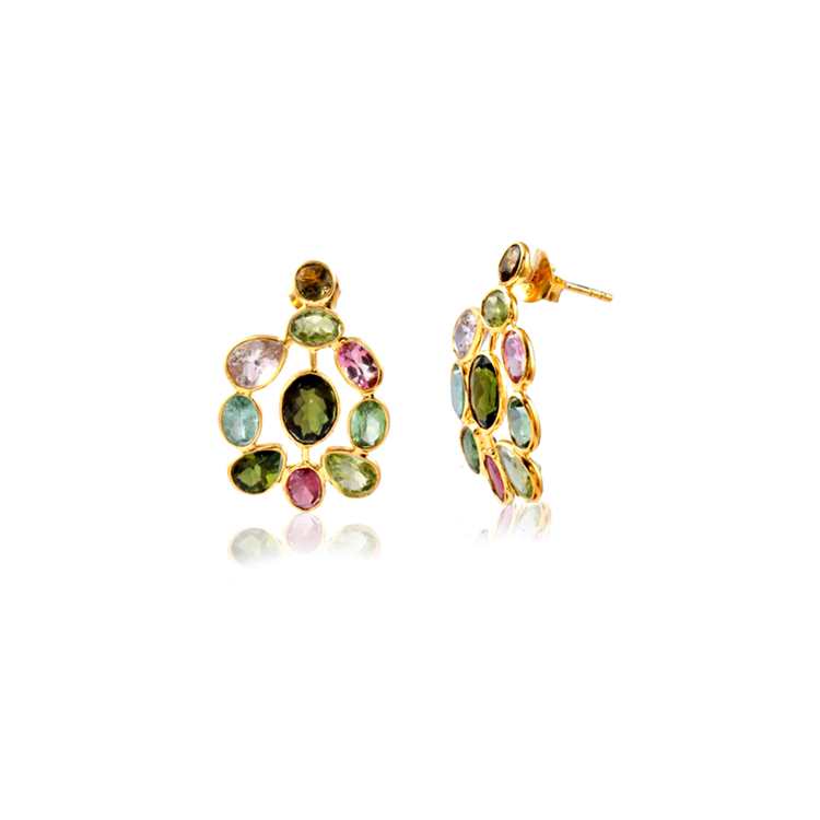 Elegant Multi Gemstone Silver Earring made with 925 Sterling Silver
