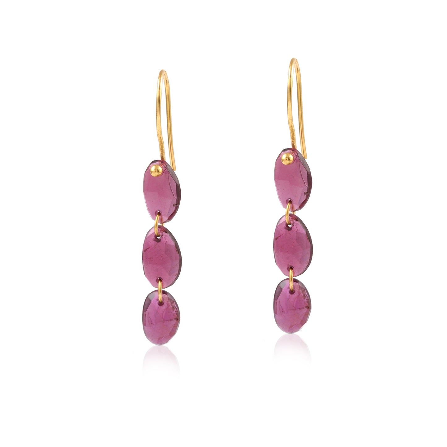 Single-Tone Pink Glass Stone Gold Shiny Silver Earring