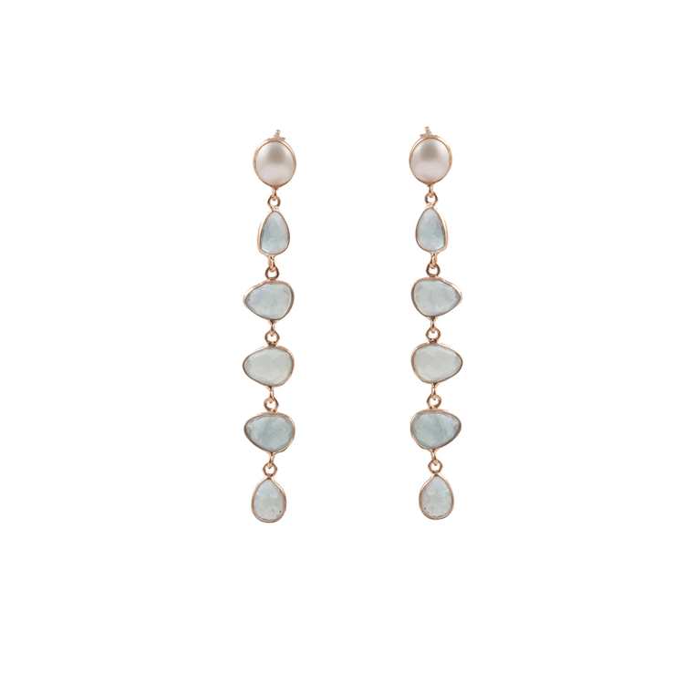 Bazel Pearl Stone Silver Drop Earring with 925 Sterling Silver
