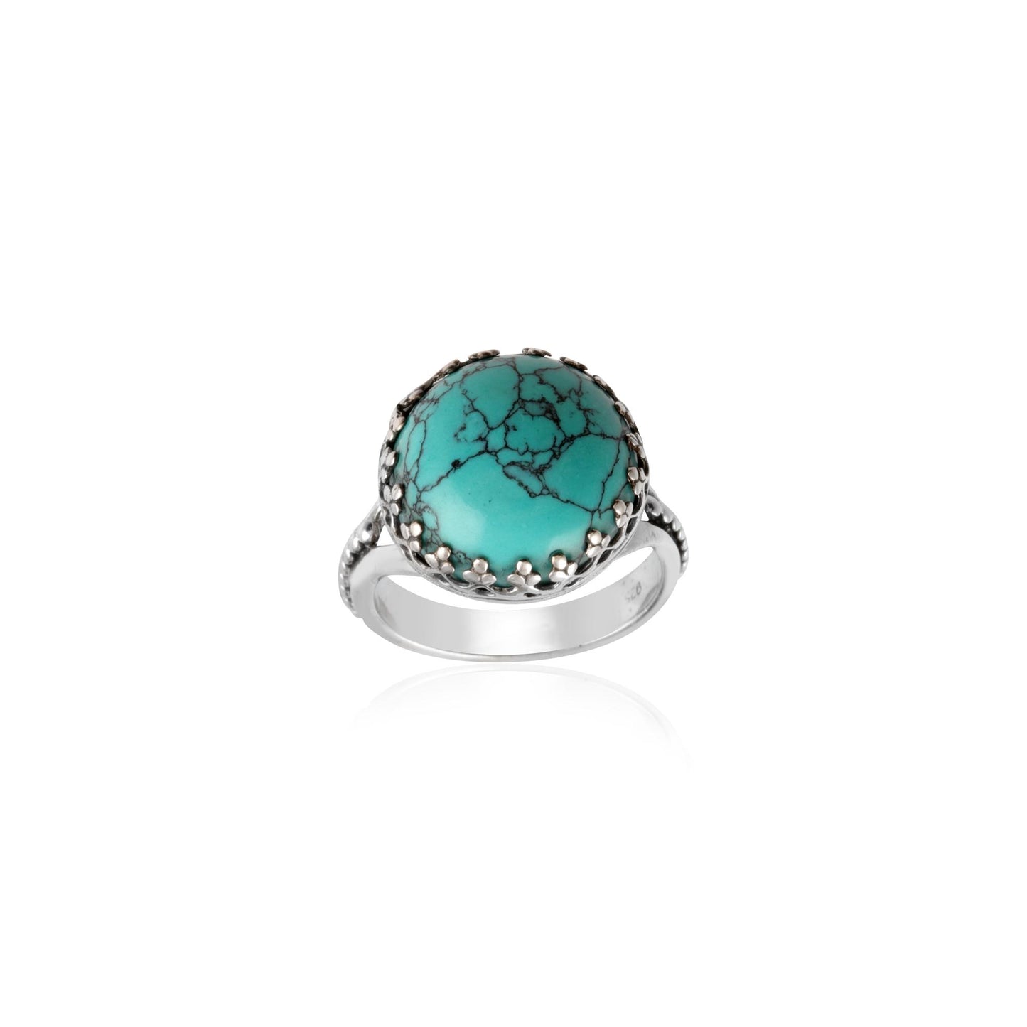 925 Sterling Silver Ethnic Single Stone Silver Ring