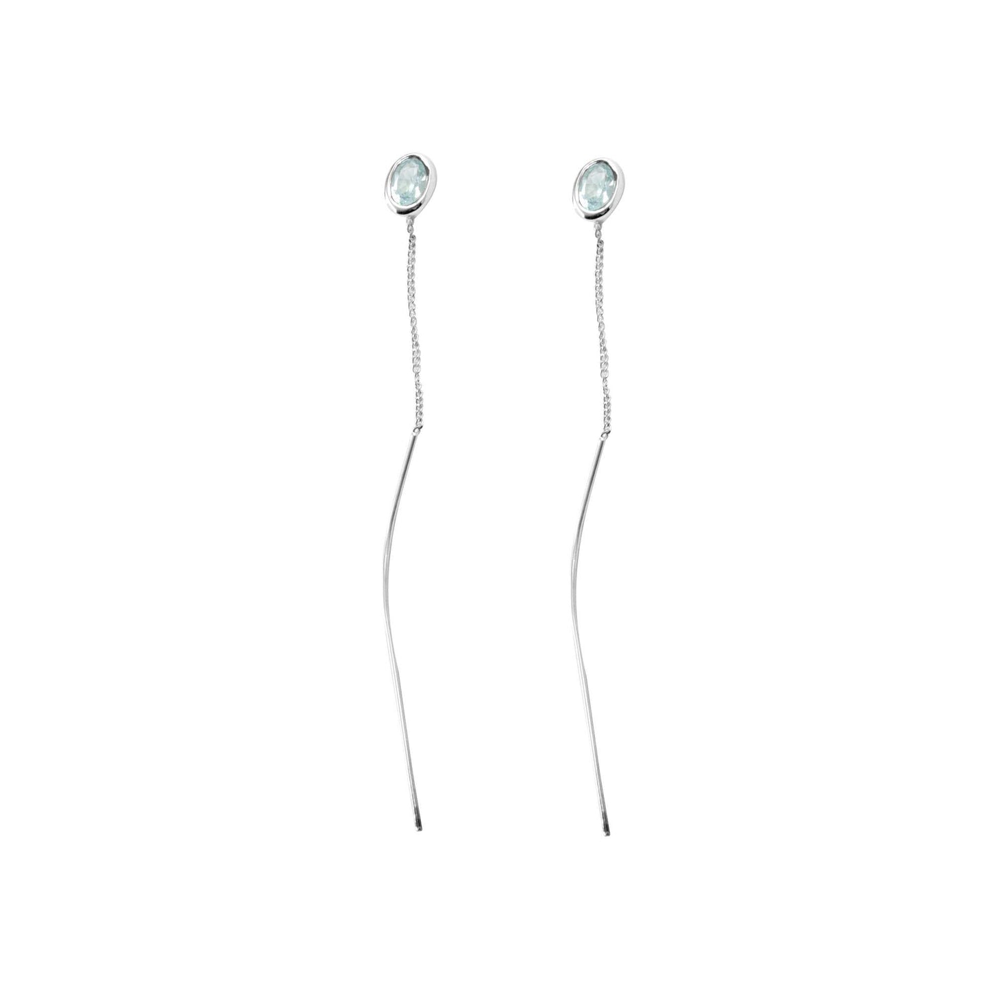 Modern Design Bazel Gemstone Silver Earring