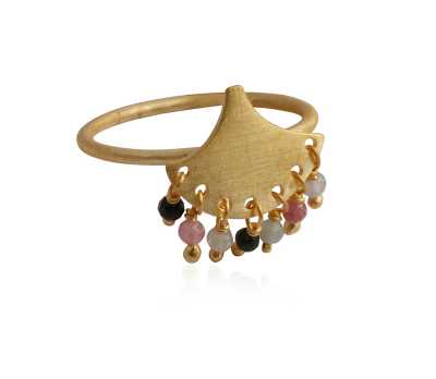 Sterling Silver Beaded Gemstone Ring for Women's