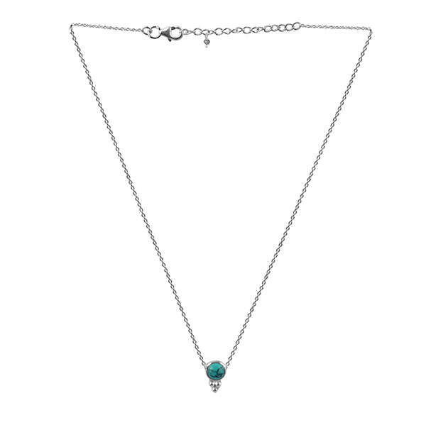 Bazel Set Turquoise Gemstone Necklace With 925 Sterling Silver