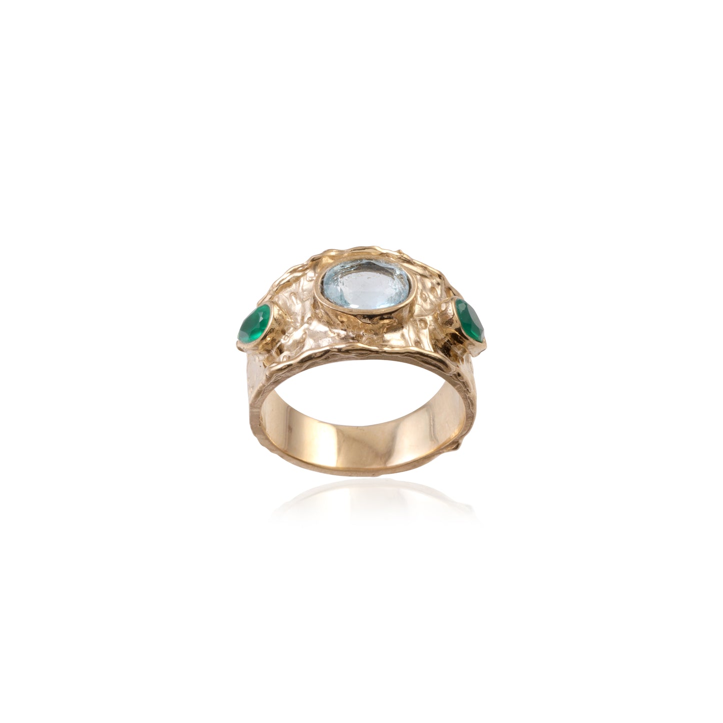 Modern Style Gemstone Gold Platted Silver Ring with 925 Sterling Silver
