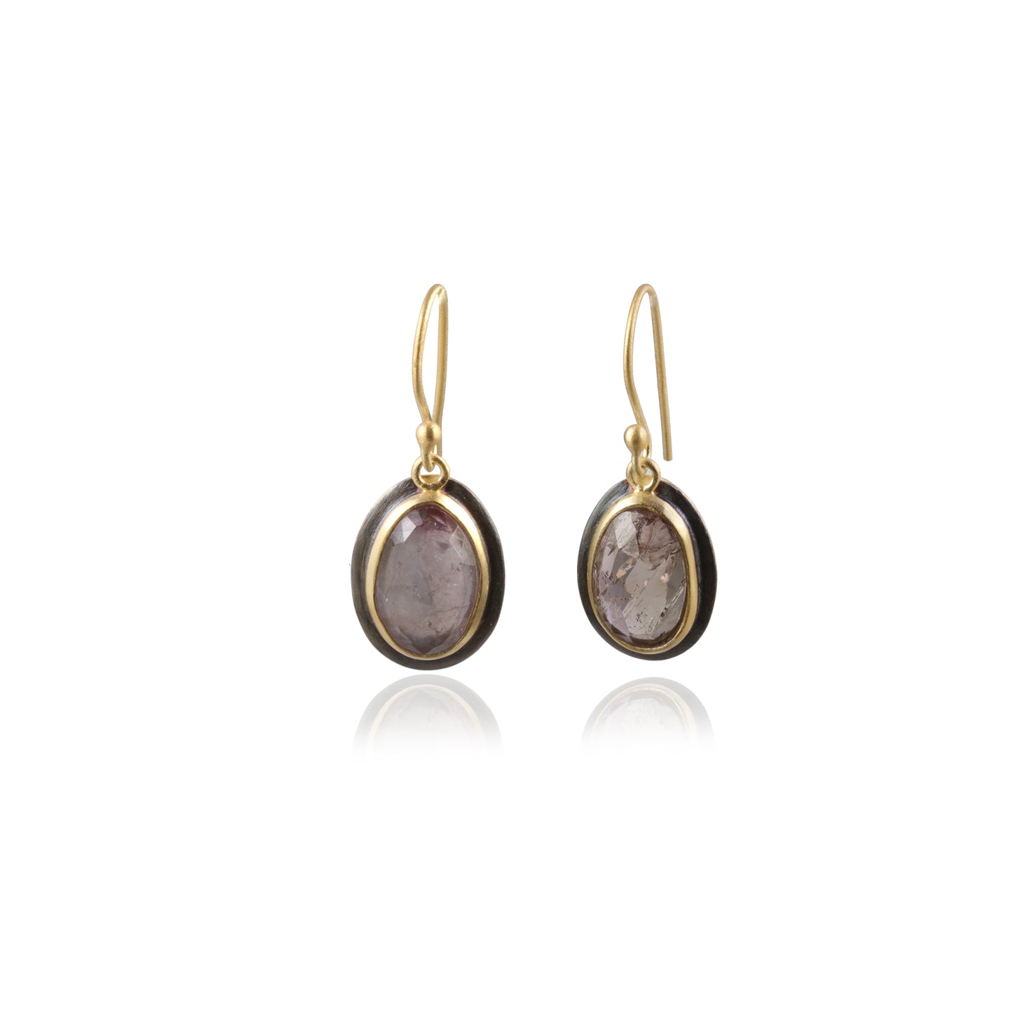 Bezel Set Single Stone Silver 2-Tone Shiny Silver Earring