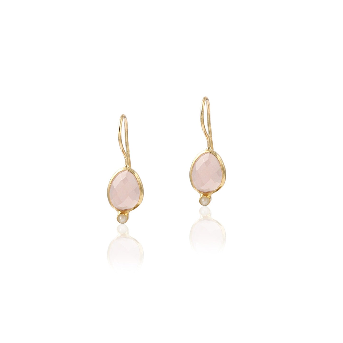 Gold -Tone wire Hook Earring with Whiten Stone Drop Silver Earring