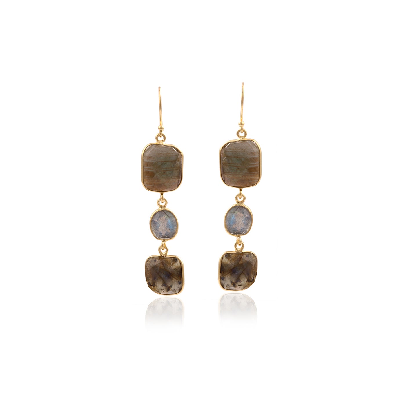 Rainbow Moonstone Multi Gemstone Silver earring
