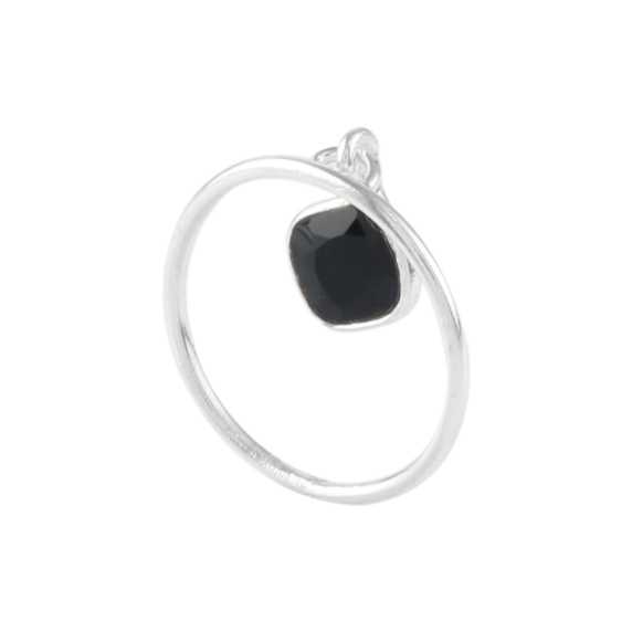 Single Stone Shiny Silver Ring with 925 Sterling Silver