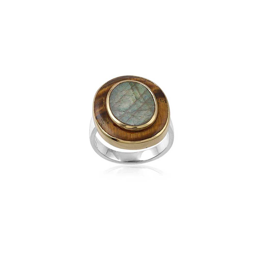 Gemstone Silver Ring with 925 Sterling Silver and Tiger Eye Stone