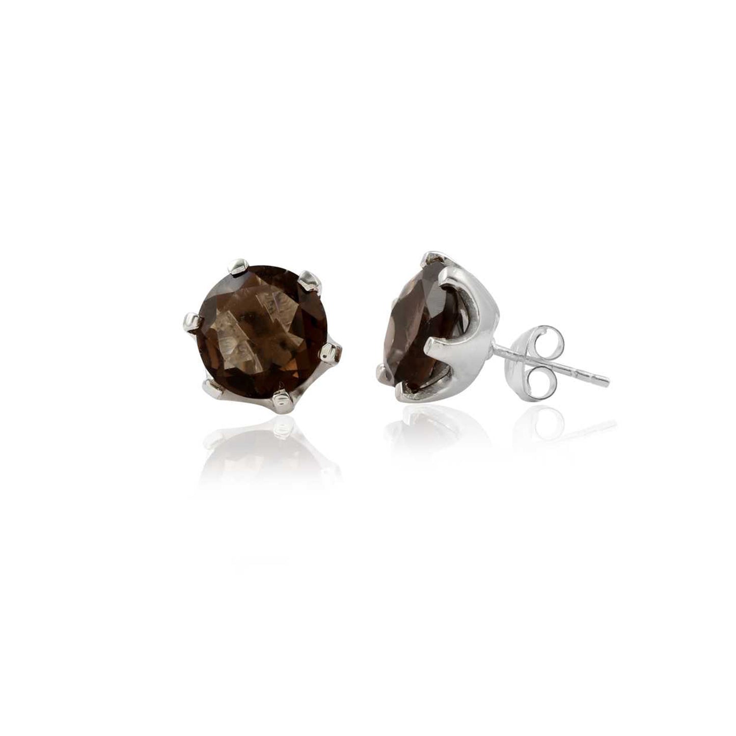 Classic Prong Set Natural Stone Stud in Silver Finish Earring