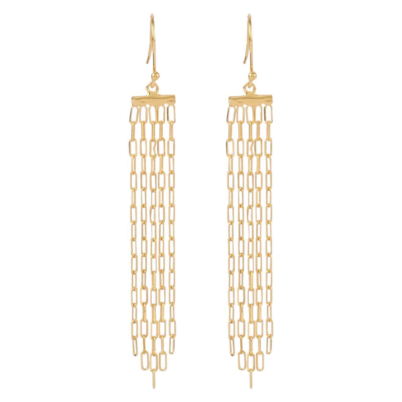 Elegant Gold Finish Long Chain Drop Silver Earring