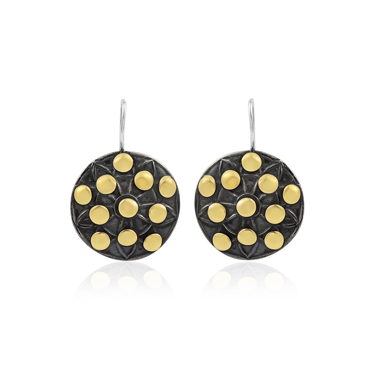 Ethnic wear Plain Disk Shaped 2-Tone Silver Earring
