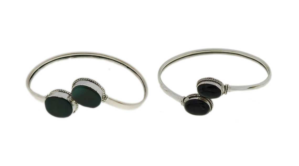 Gemstone Bangle with 925 Sterling Silver