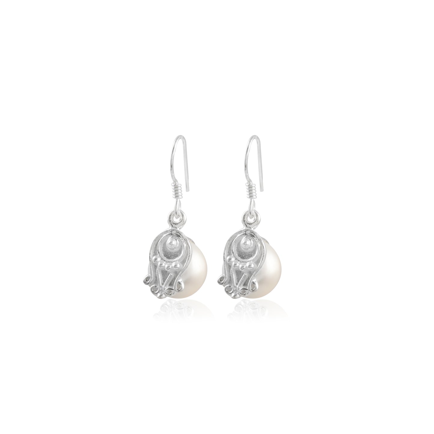 Amber Single Stone Shiny Hooked Silver Earring