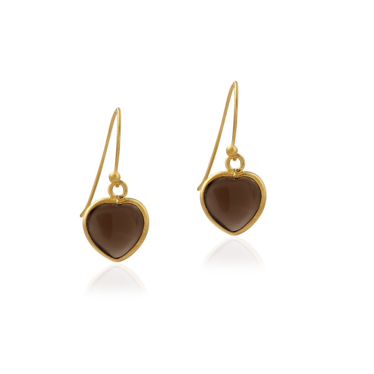 Gold Frame with Disk Heart Shaped Gold Shiny Silver Earring