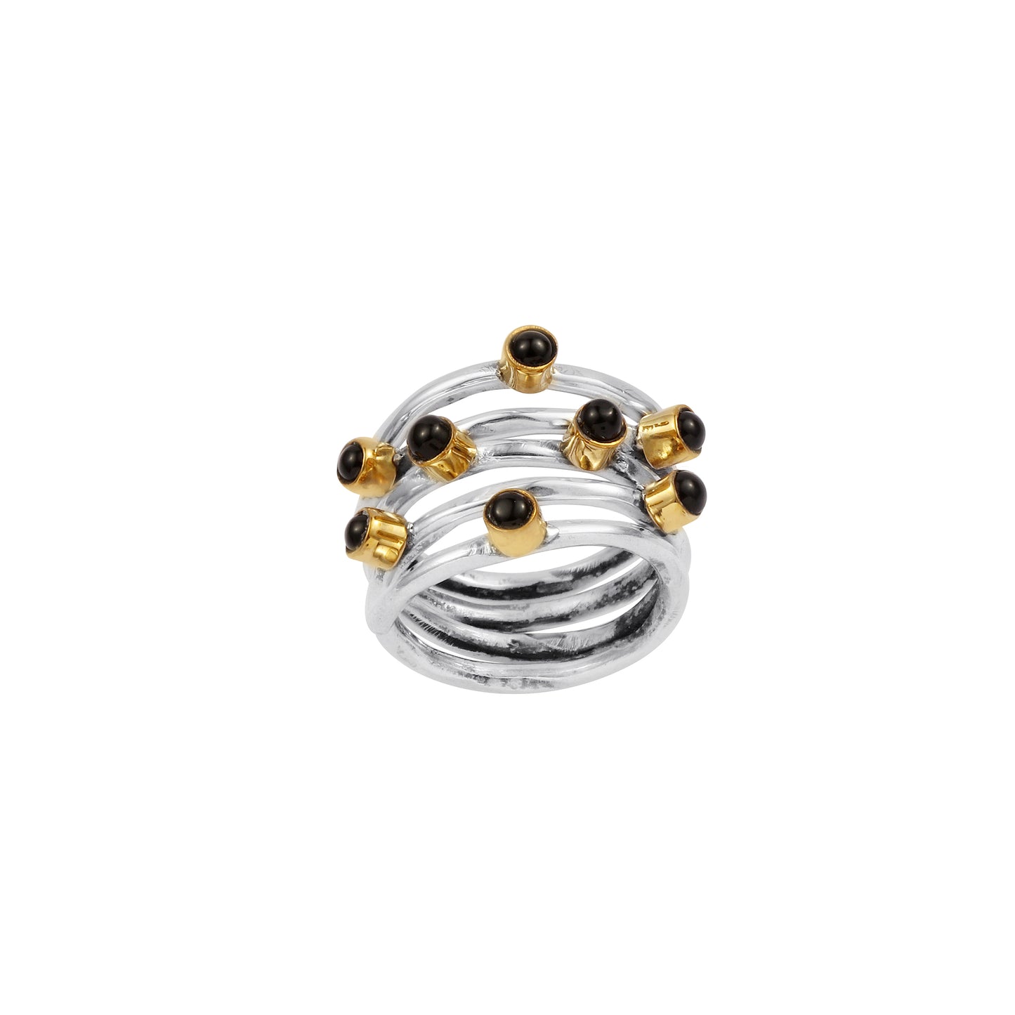 925 Sterling Silver Multi Stone Round Silver Ring