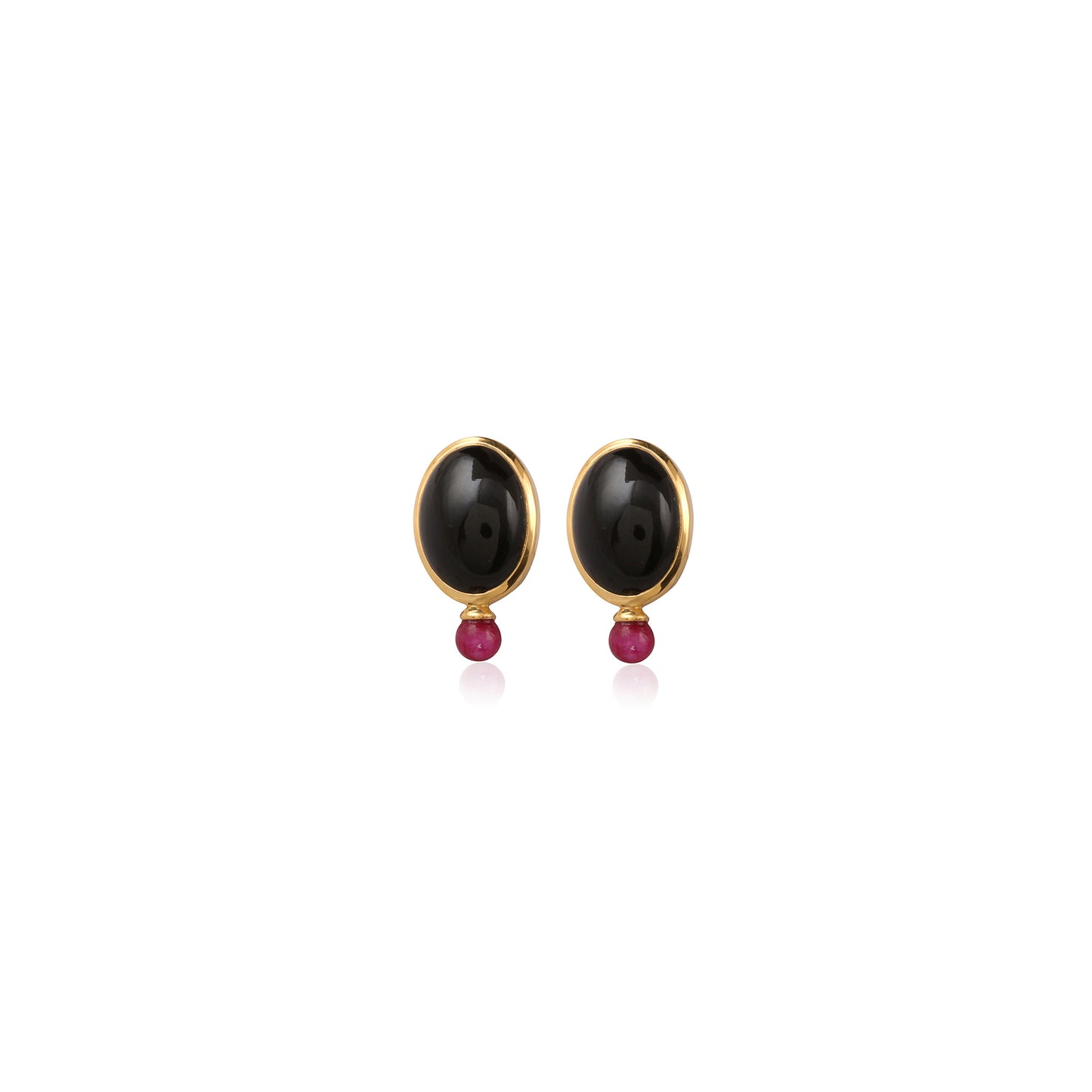 Bazel Black Onyx Gemstone Gold Platted Silver Earring