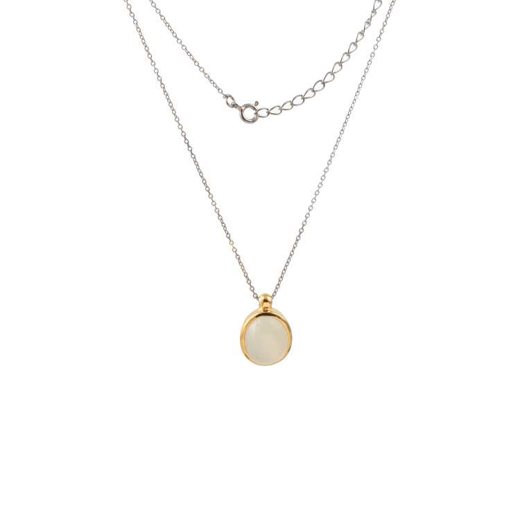 Rainbow Moonstone Silver Necklace with 925 Sterling Silver