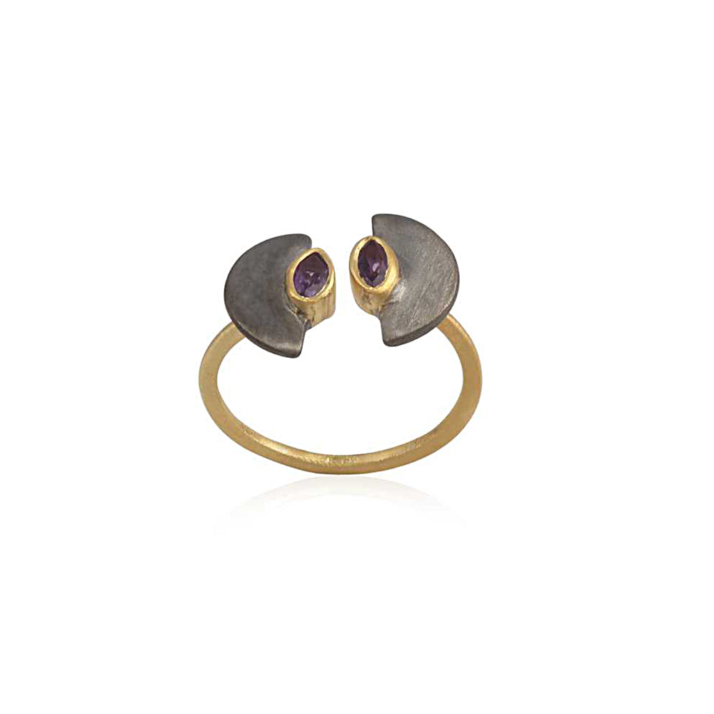 925 Sterling Silver Ethnic Silver Disk Stone Silver Ring