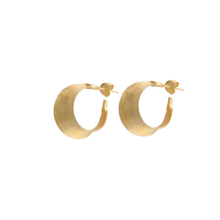 Gold Matt Finish Shiny Polished Plain Hoop Earring