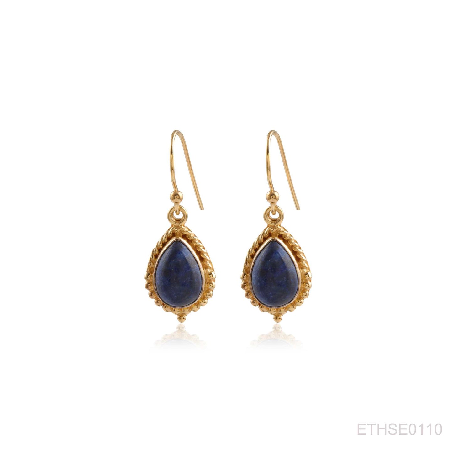 Ethnic Gemstone Gold Platted Silver Drop Earring for Women