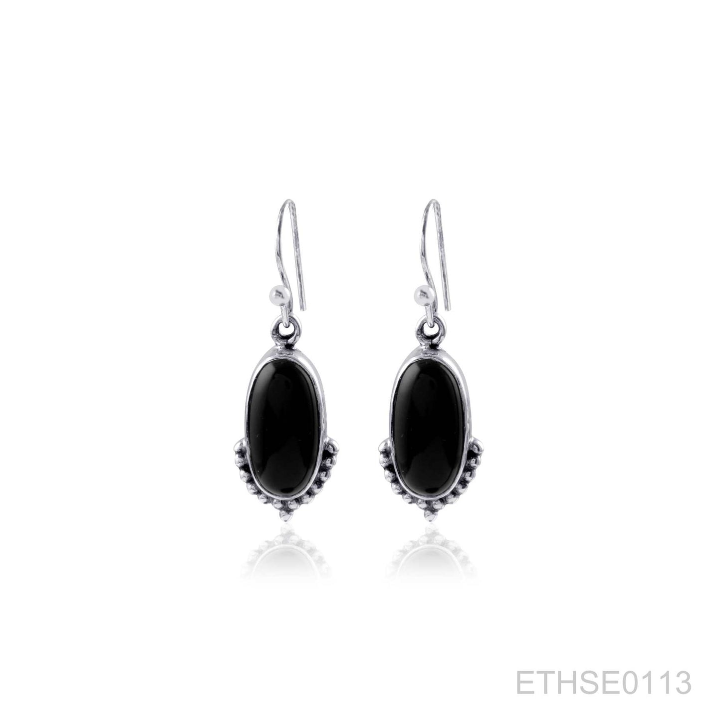 Ethnic Rawa Studded Lapis Stone Silver Earring made with 925 Sterlling Silver