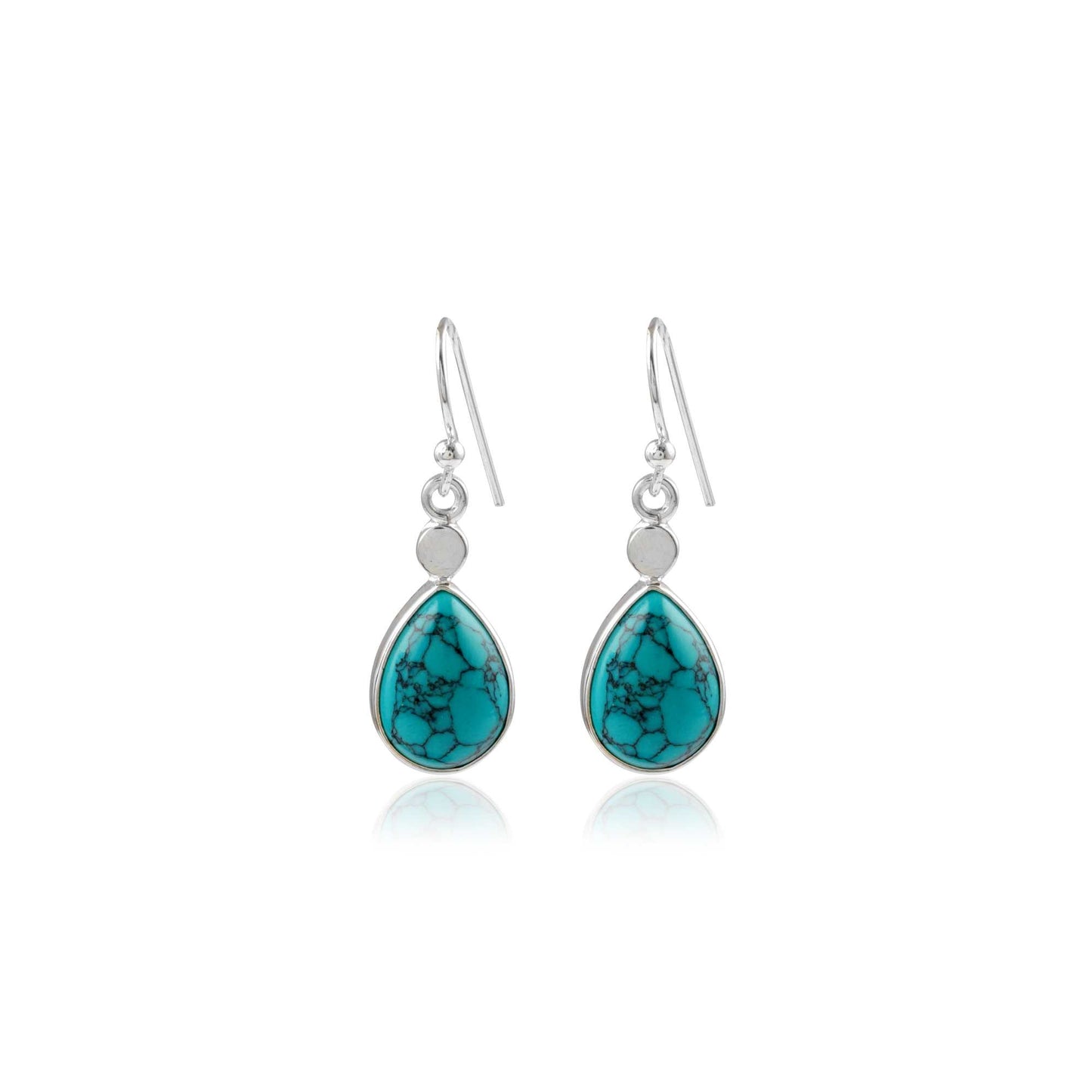 Bezel Multi Gemstone Hooked Silver Earring with 925 Sterling Silver
