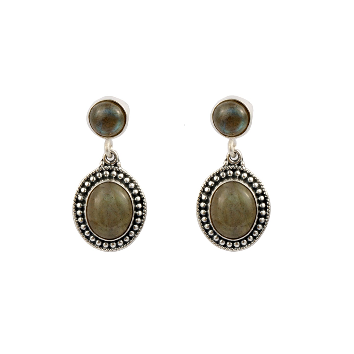 Ethnic Gemstone Drop Earring made with 925 Sterling Silver