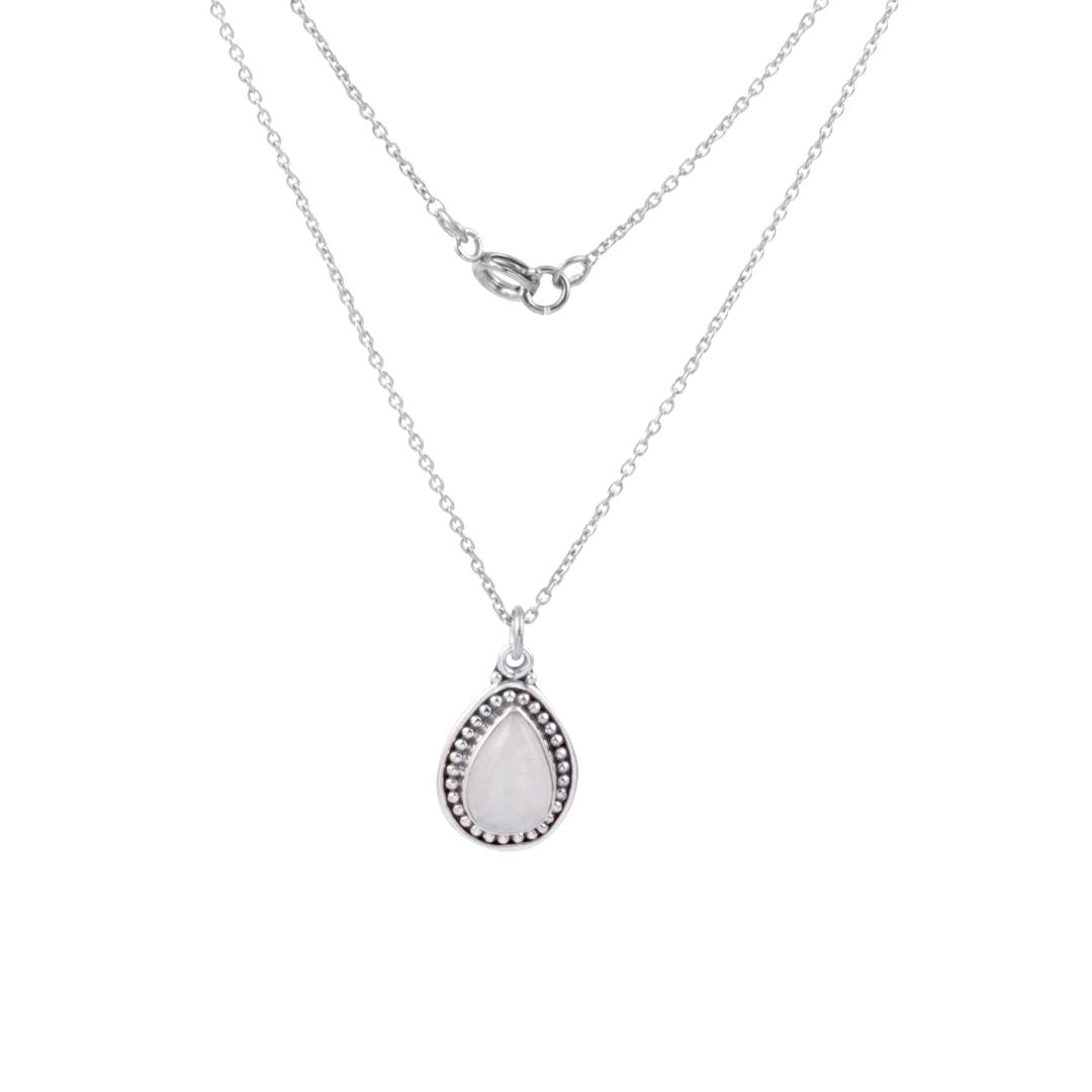 Rainbow Moonstone Sterling Silver Necklace with Thin chain