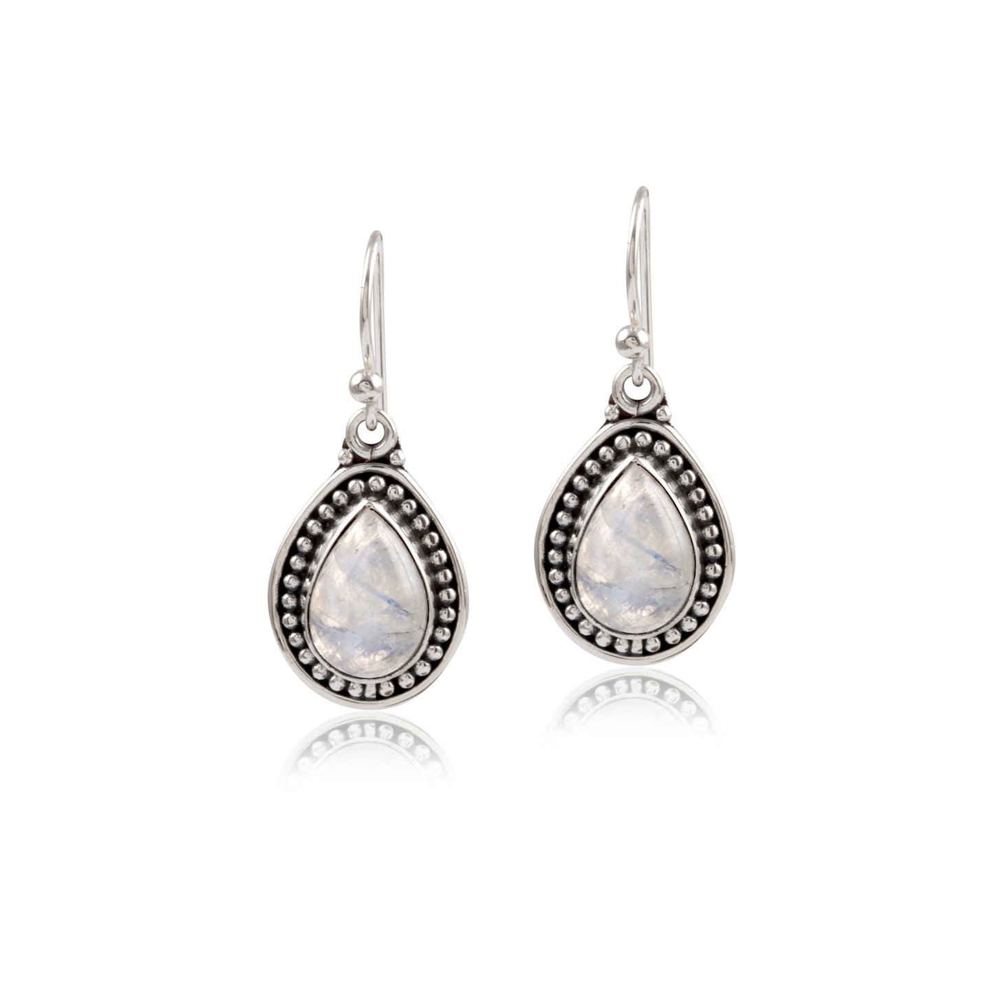 Teardrop Beaded Frame Ethnic Jewellery Silver Earring