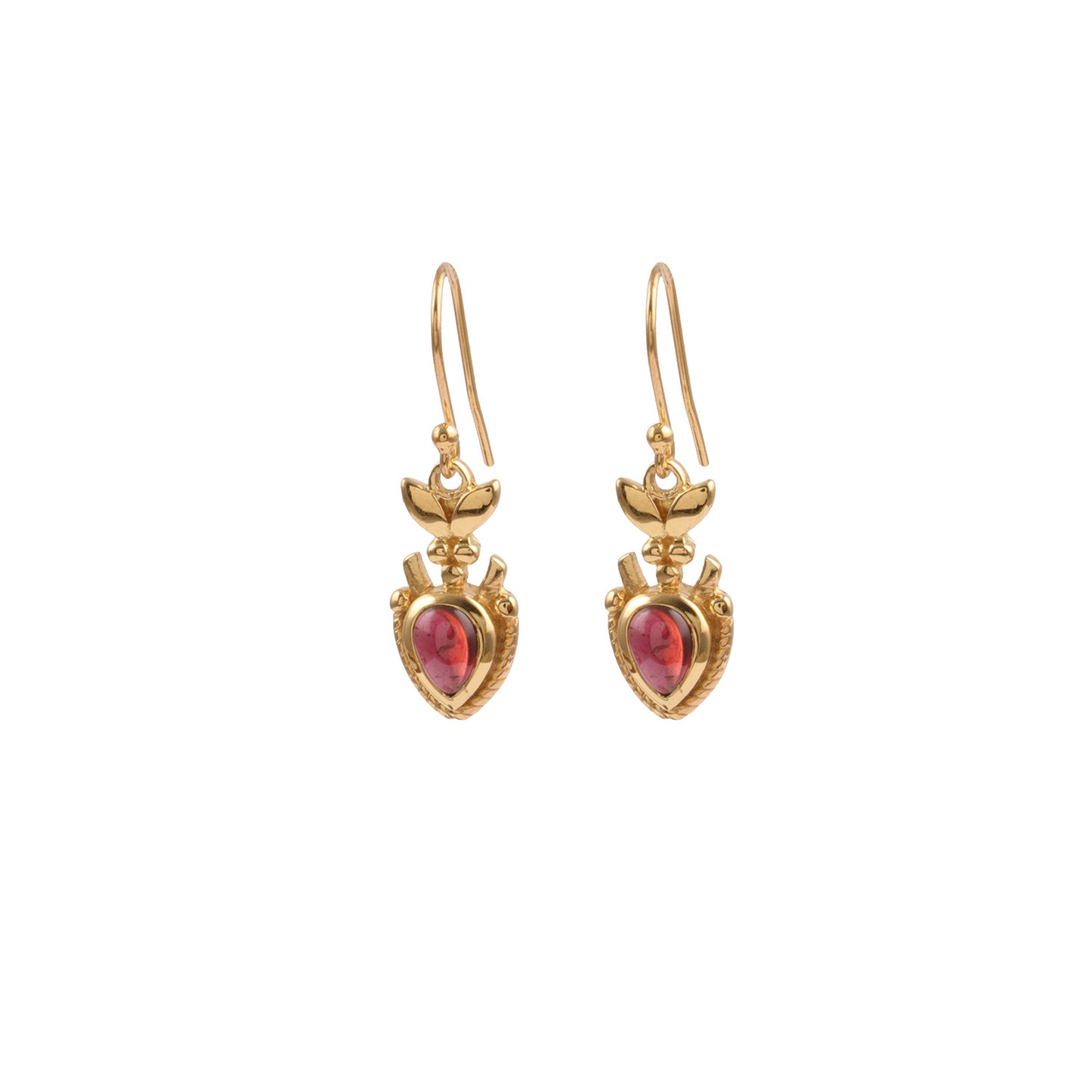 Red Teardrop Stone Oxidised Silver Dangle Tribal Style Long Earring