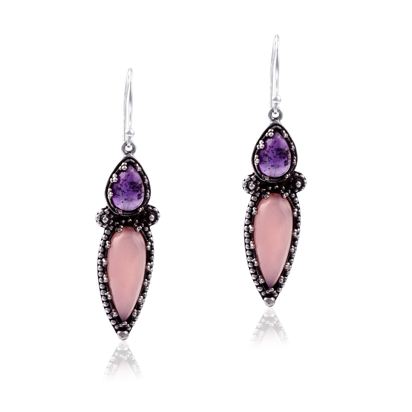 Ethnic Gemstone Silver Earring made with 925 Sterling Silver
