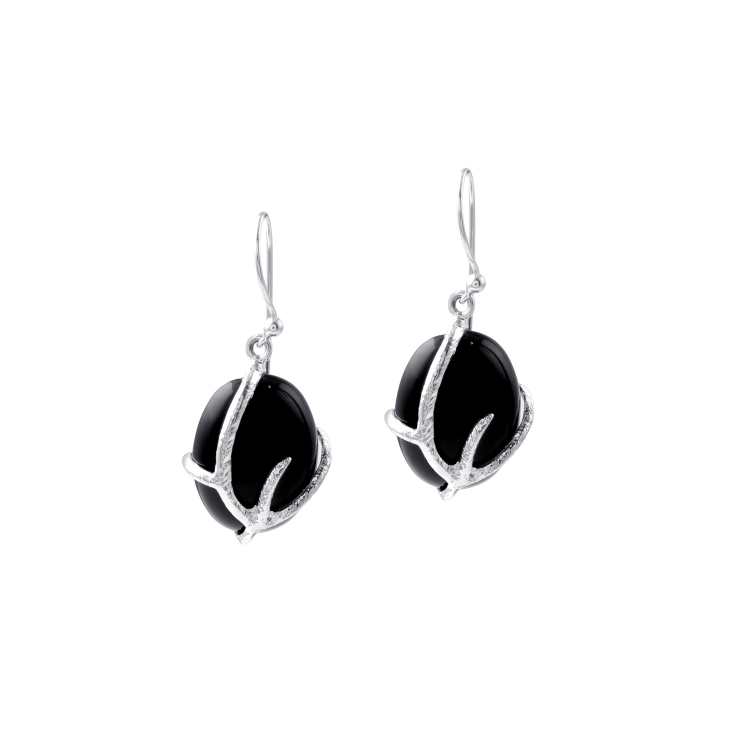925 Sterling Silver Black Onyx Stone Earring