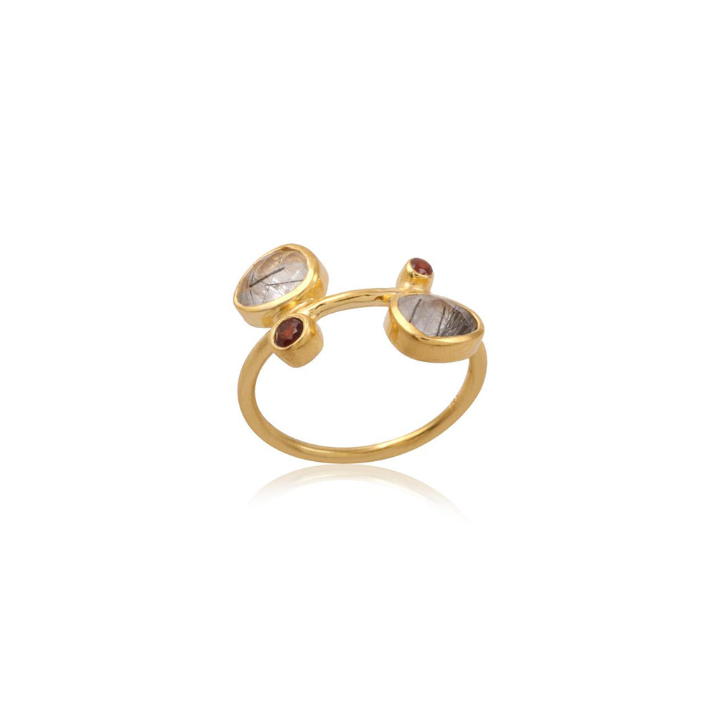 925 Sterling Silver Multi Coloured Gem Stone Silver Ring