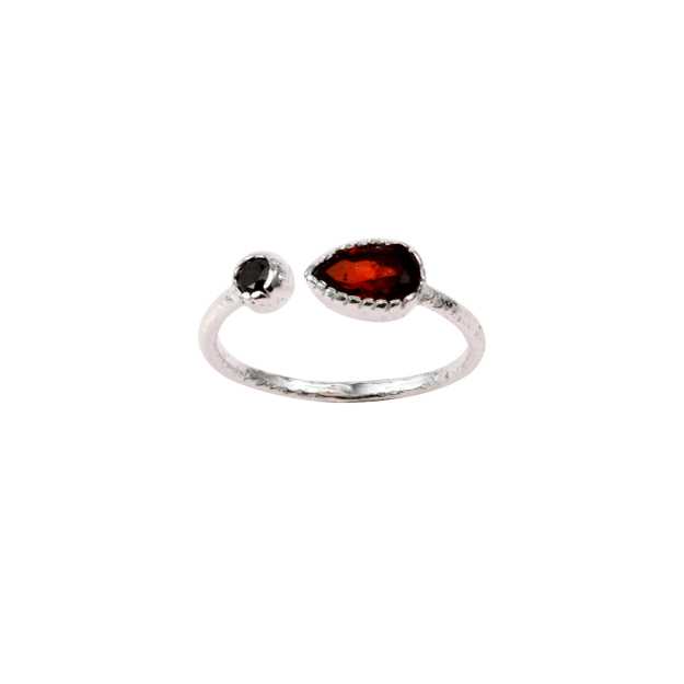 925 Sterling Silver Leaf Style Multi Gemstone Adjustable Silver Ring