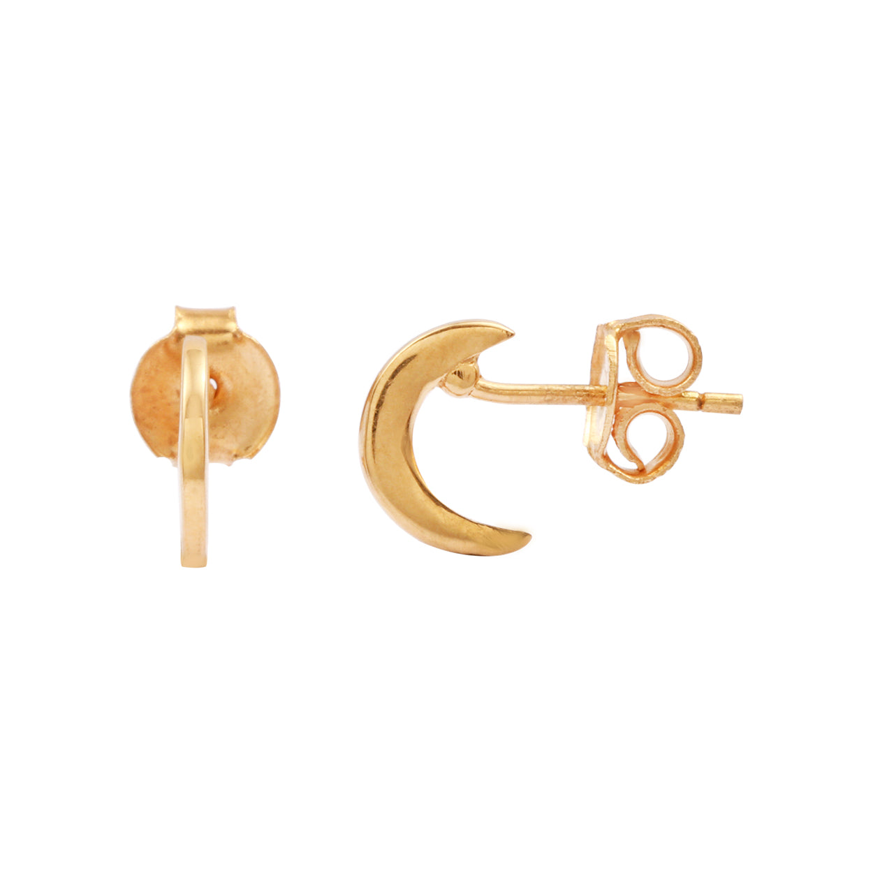 Moon Shape Gold Platted Silver Earring made with 925 Sterling Silver