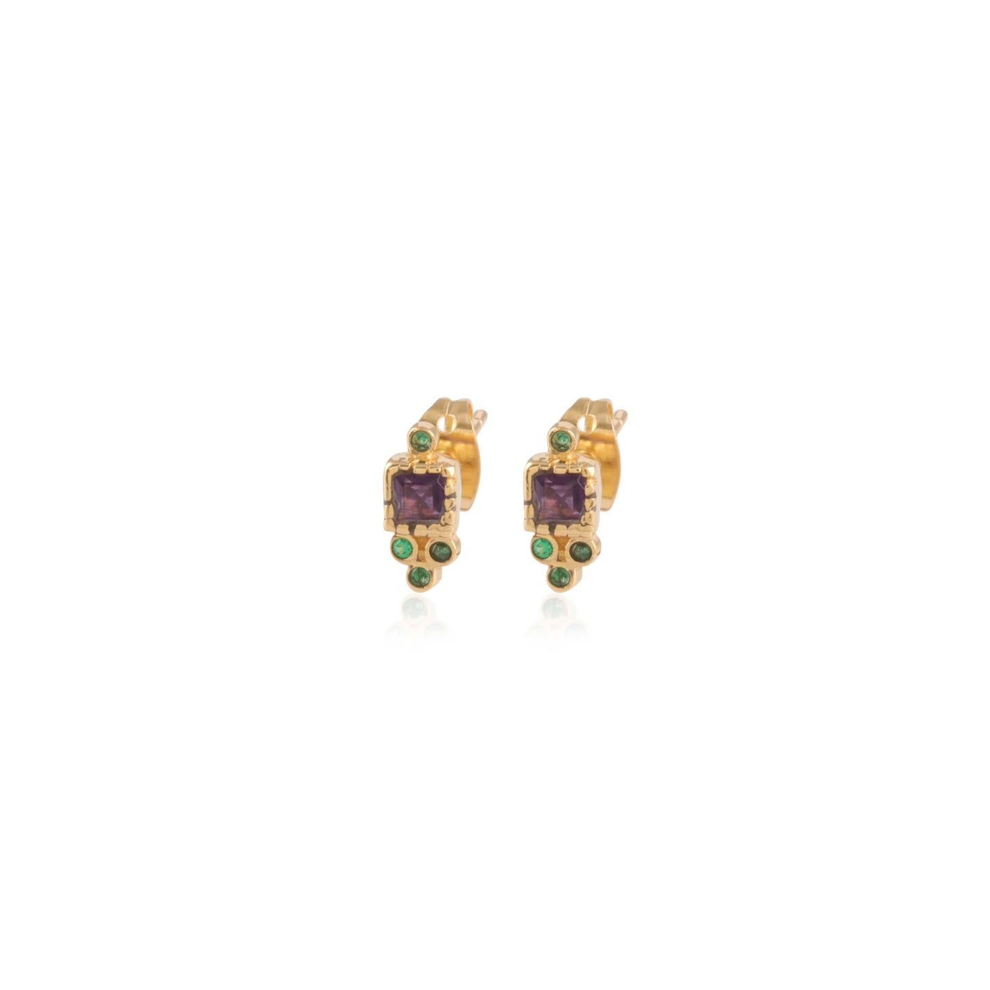 Elegant Gold Plating Green Colour Multi Stone Silver Earring for Women