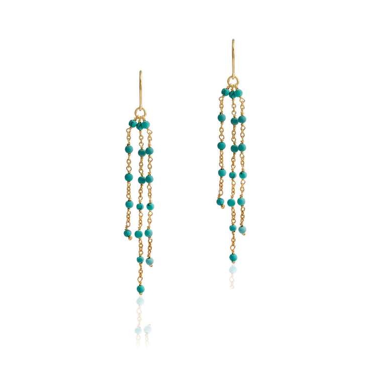 925 Sterling Silver Bead Earring with Gold Platted Silver Chain for Women