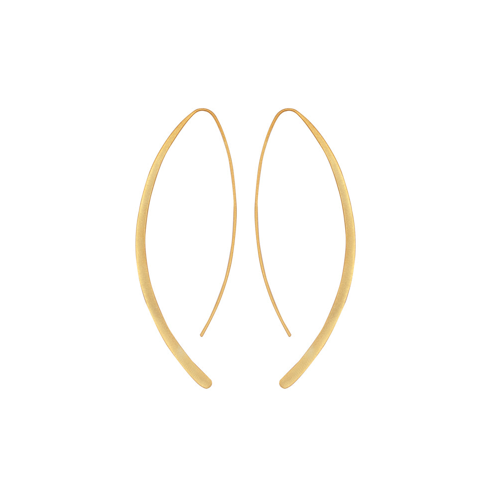 Sleek Modern Lightweight Gold Curved Thread Drop Earring