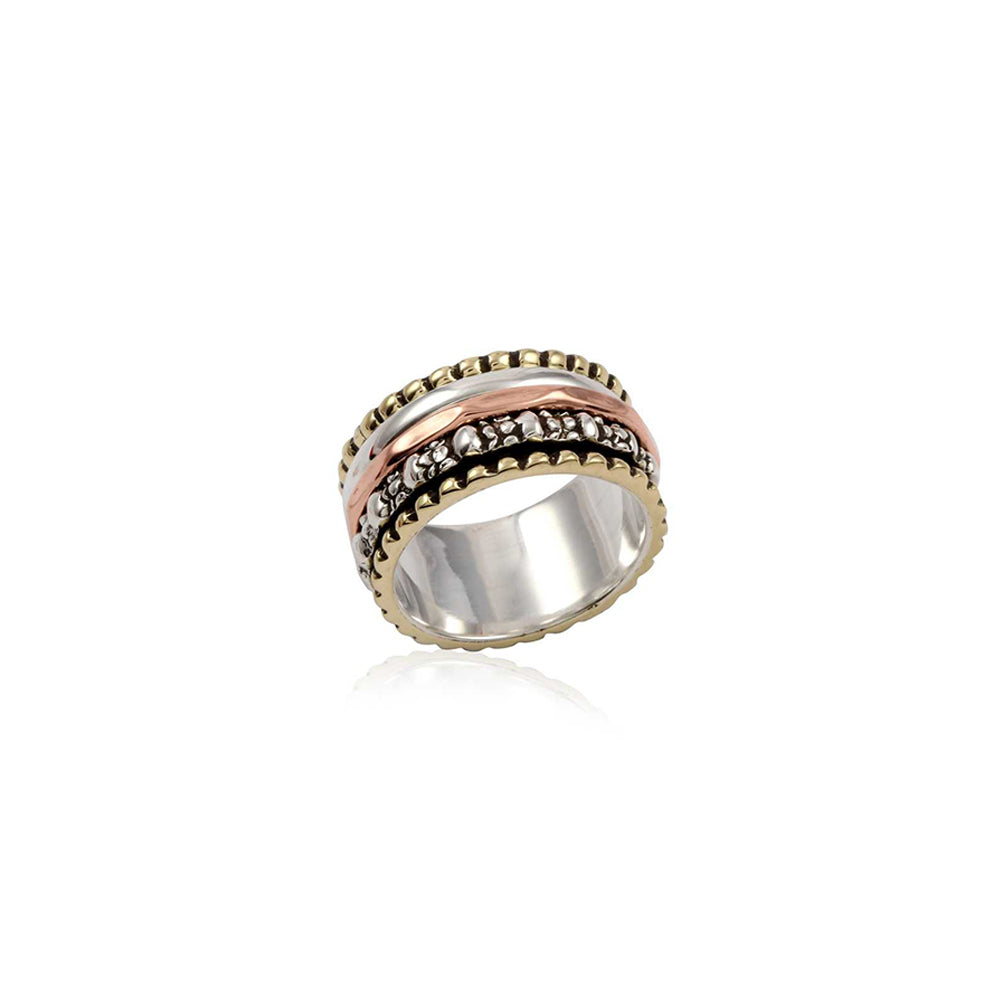 Ethnic Spinner Silver Ring With 925 Sterling Silver