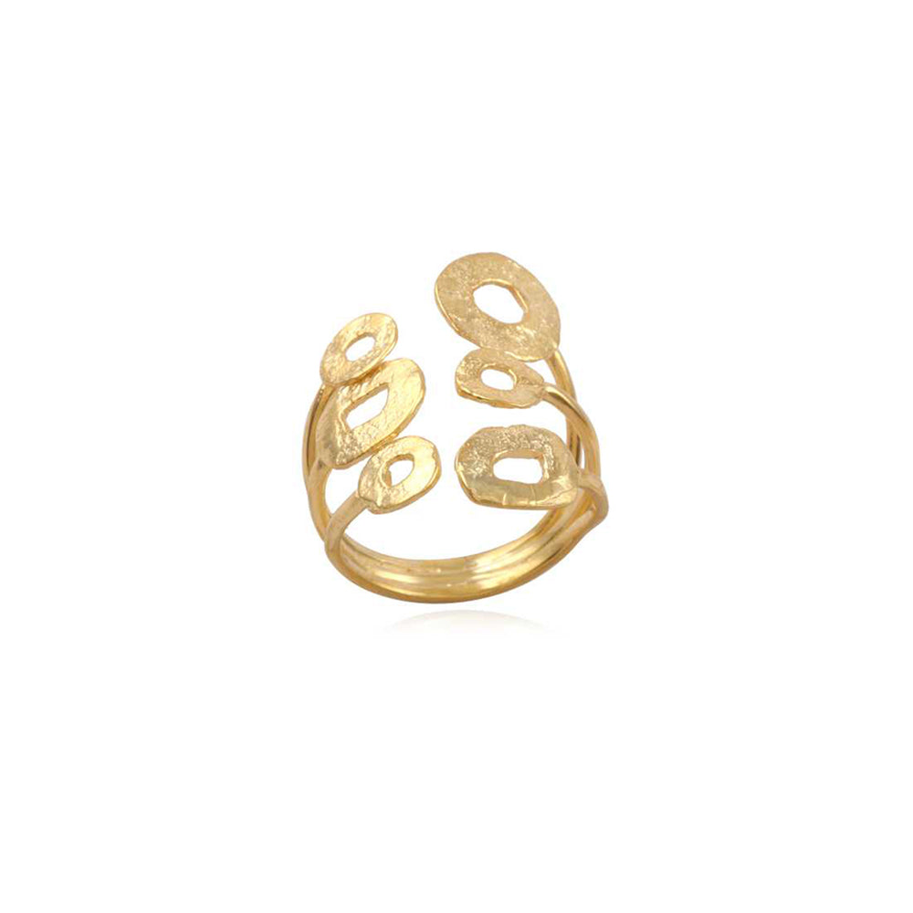Open Band Gold Platted Silver Ring with 925 Sterling Silver
