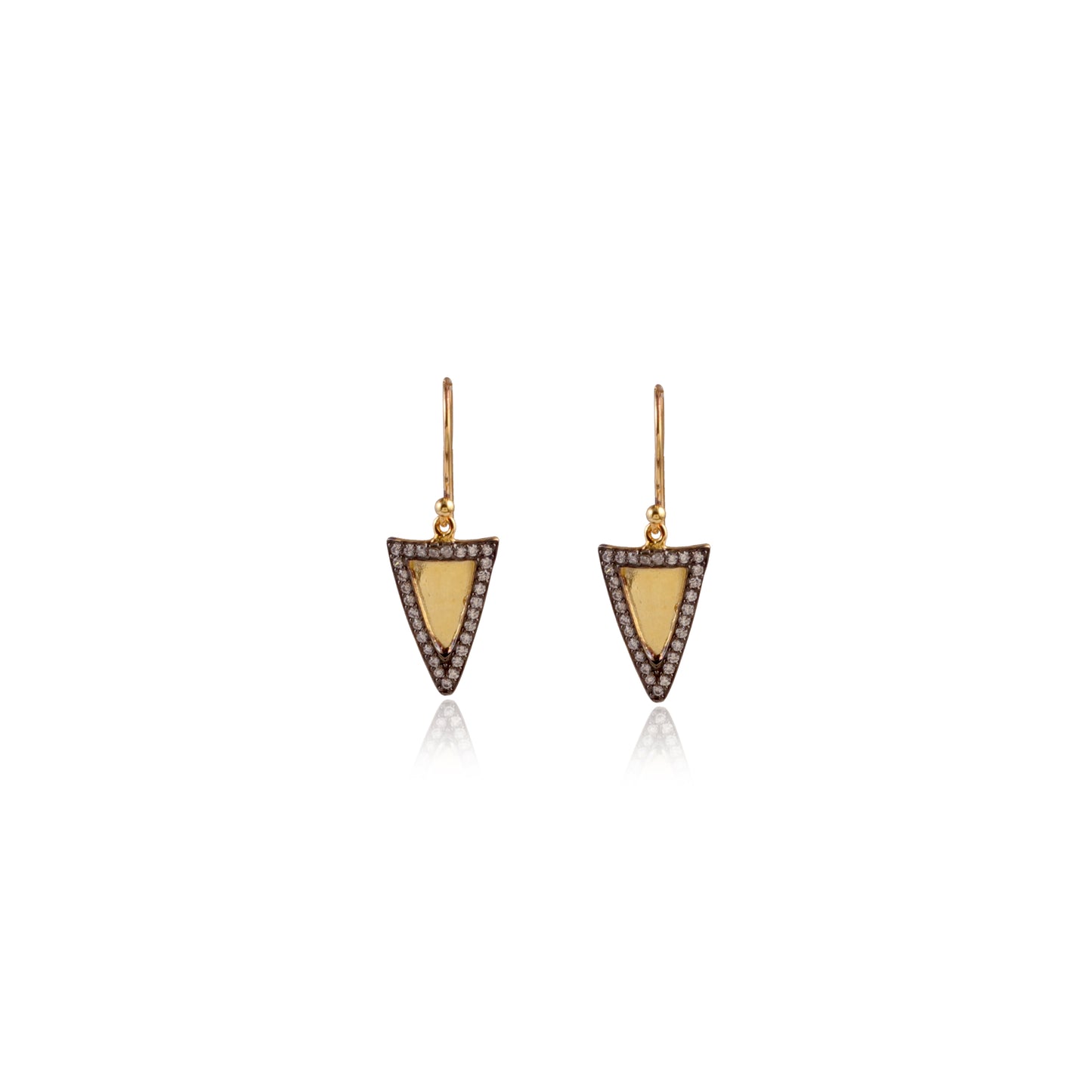 White Multi Zircon Gold Shiny Silver Earring