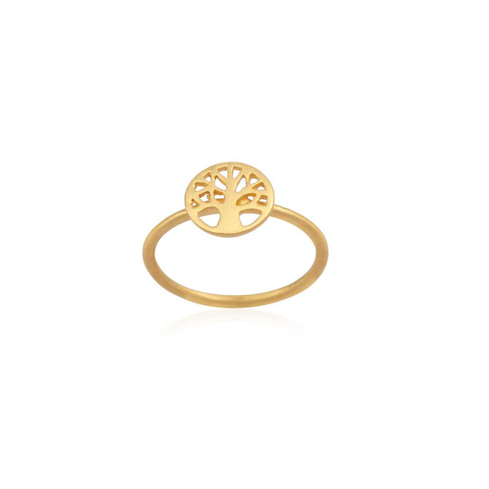 Life Tree Gold Platted Silver Ring With 925 Sterling Silver