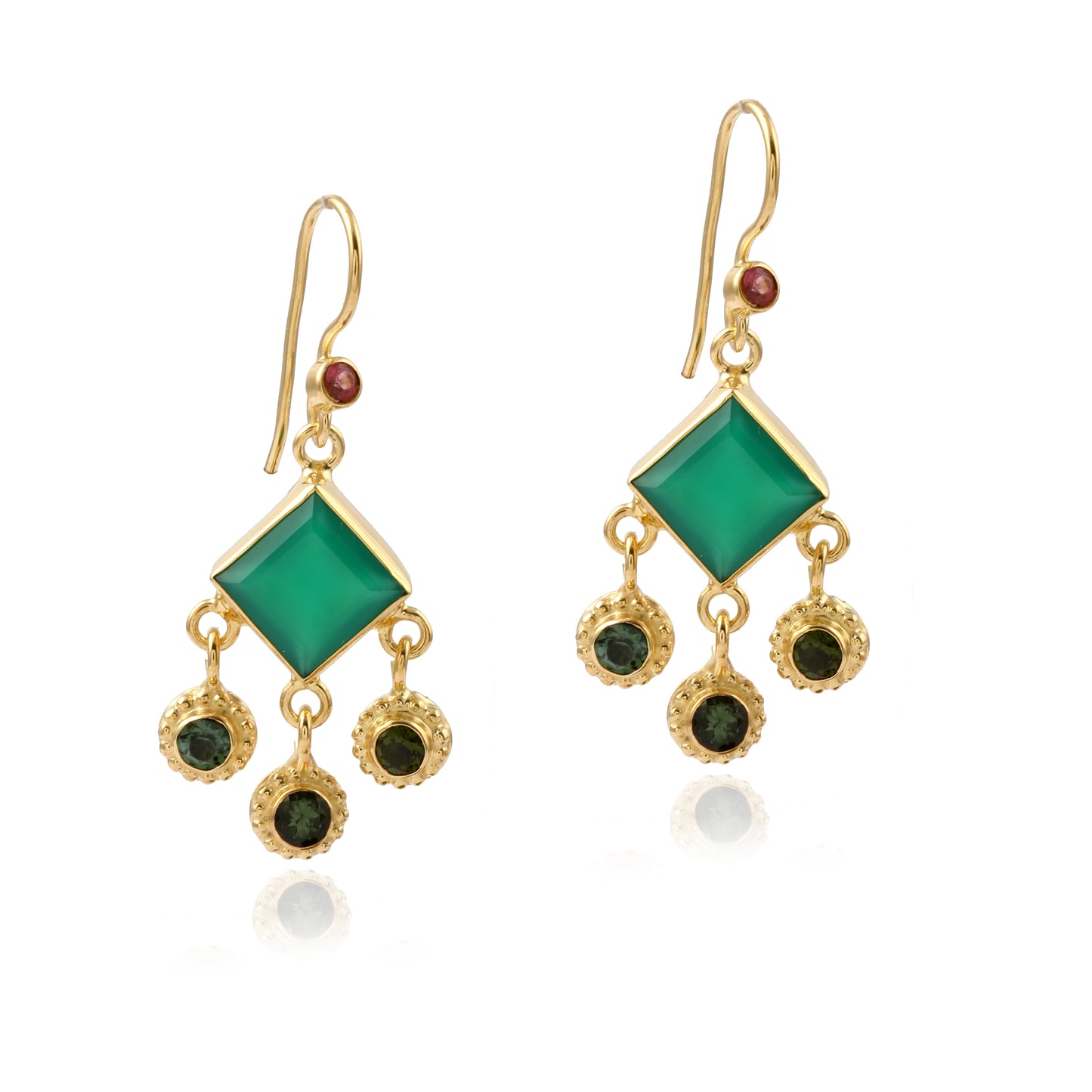 Stylish Multi Gemstone Gold Shine Silver Earring