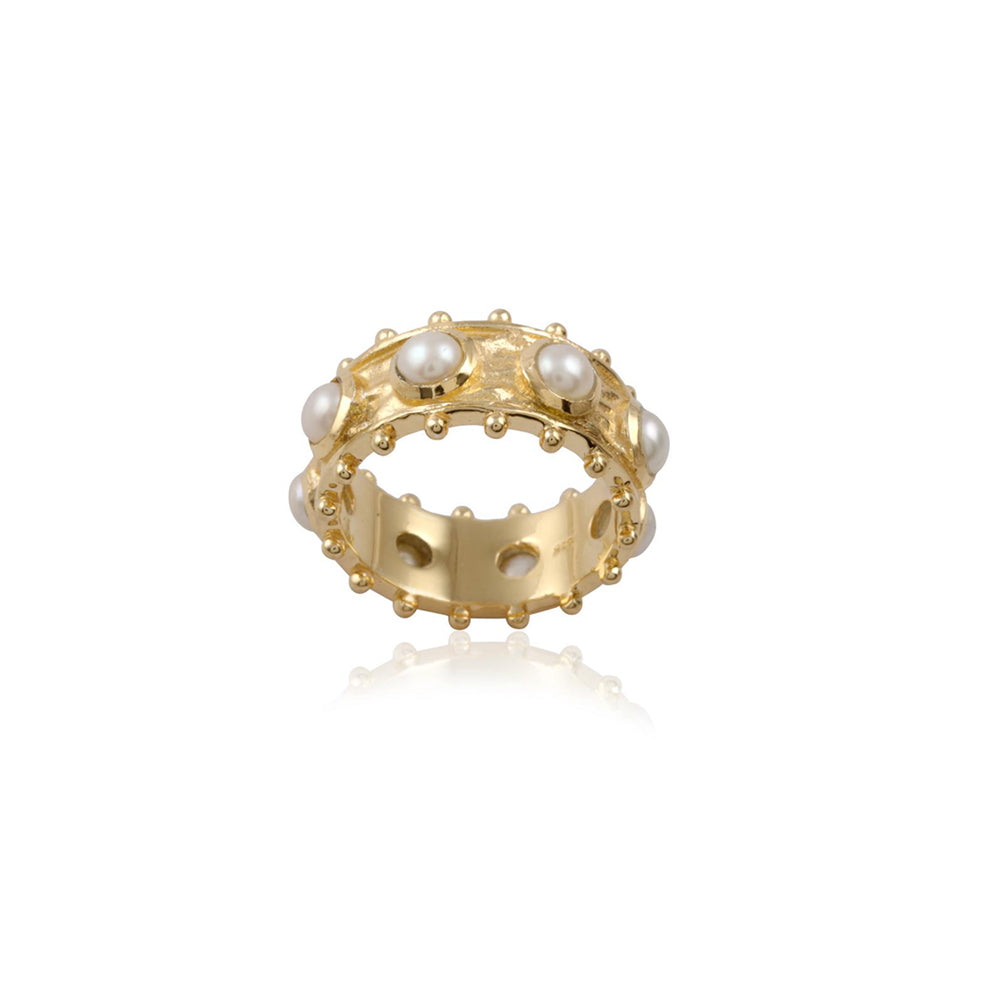 925 Sterling Silver White Pearl Silver Ring