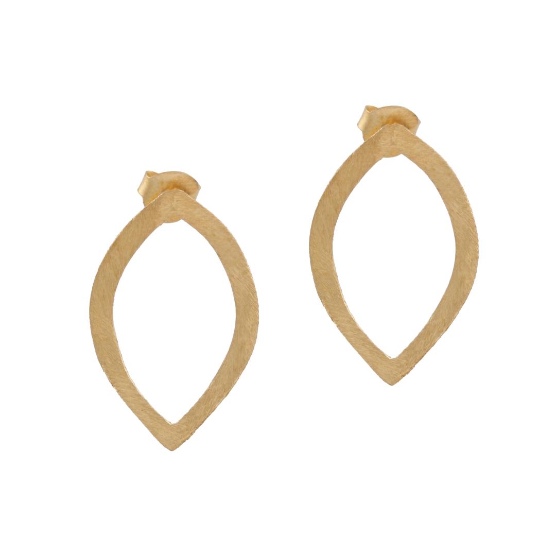 Elegant Gold Matt Plain Hollow Leaf Shaped Gold Shiny Silver Earring