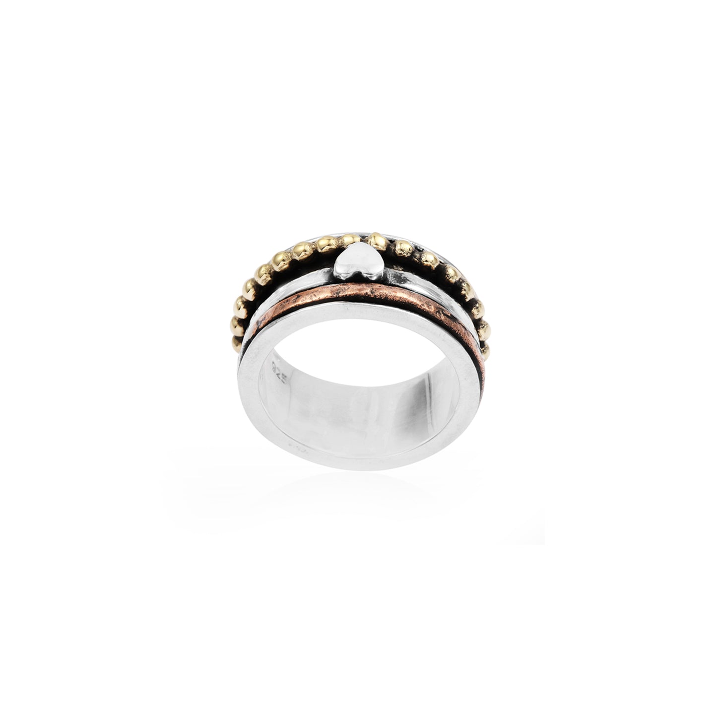 Ethnic 2 Tone Silver Ring with 925 Sterling Silver