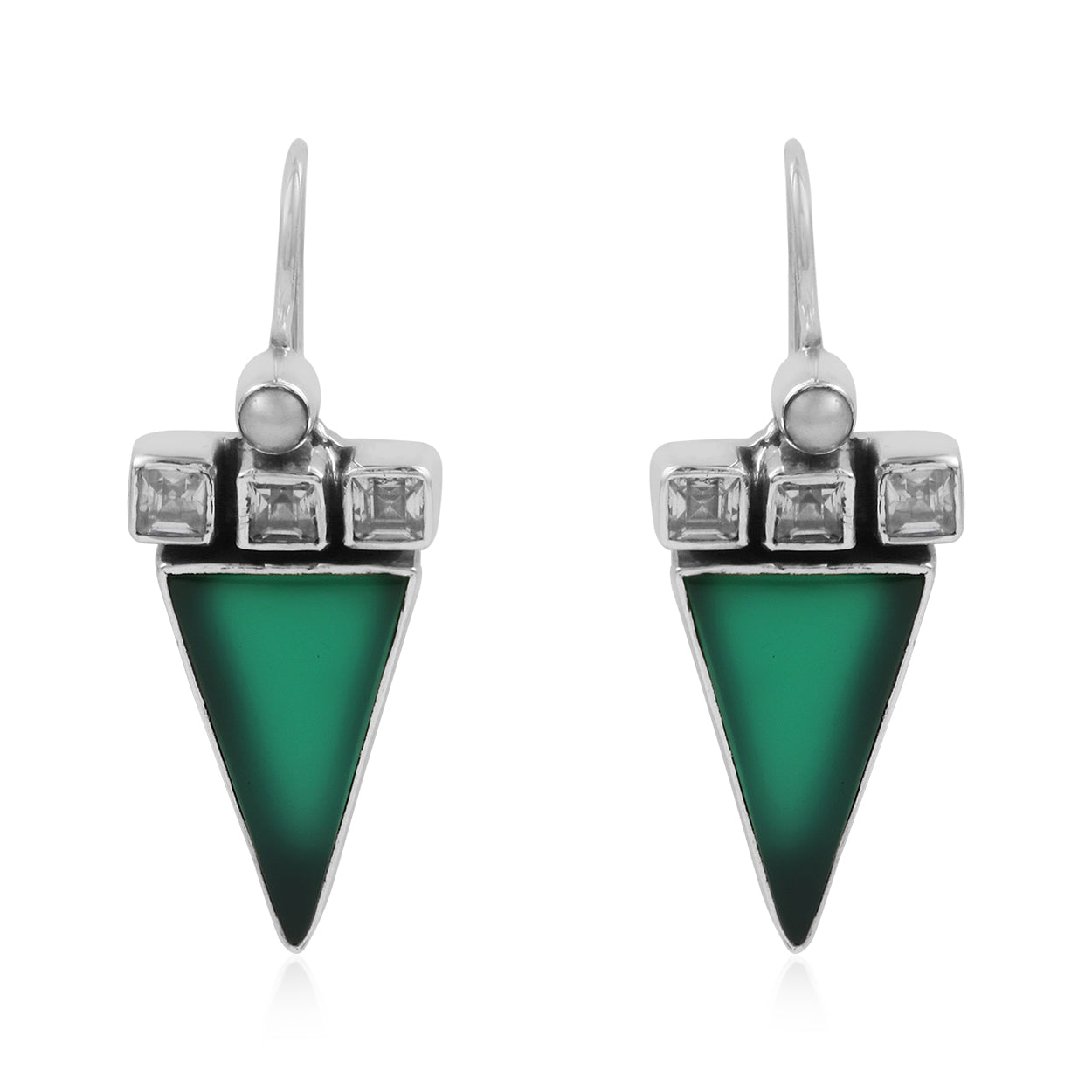 Multi Gemstone Shiny Silver Earring with 925 Sterling Silver