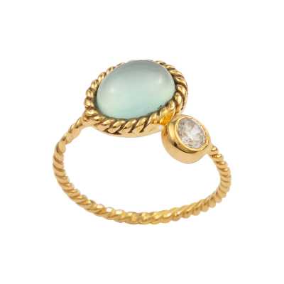 Multi Stone Sterling Silver Ring with Twisted Wire Ring Band