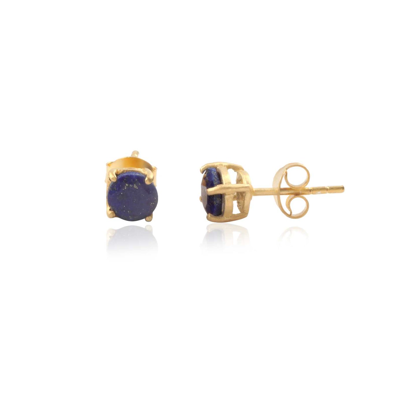 Classic Deep Blue Gemstone Stud Silver Earring For Women